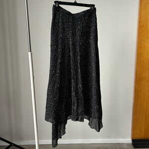 Theory 100% Silk Black Polka Dotted Midi Skirt
